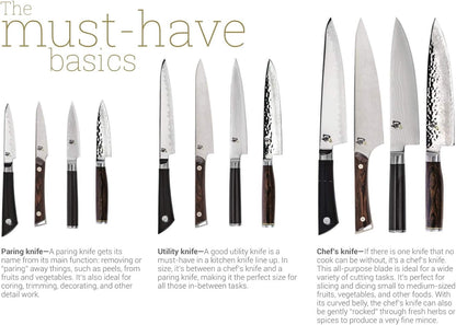 Shun Classic 4" Paring Knife, Handcrafted Japanese Vegetable & Fruit Knife, VG-MAX Core with Damascus Stainless Steel Cladding, Pakkawood Handle, Small Kitchen Tool for Peeling, Coring & Cutting