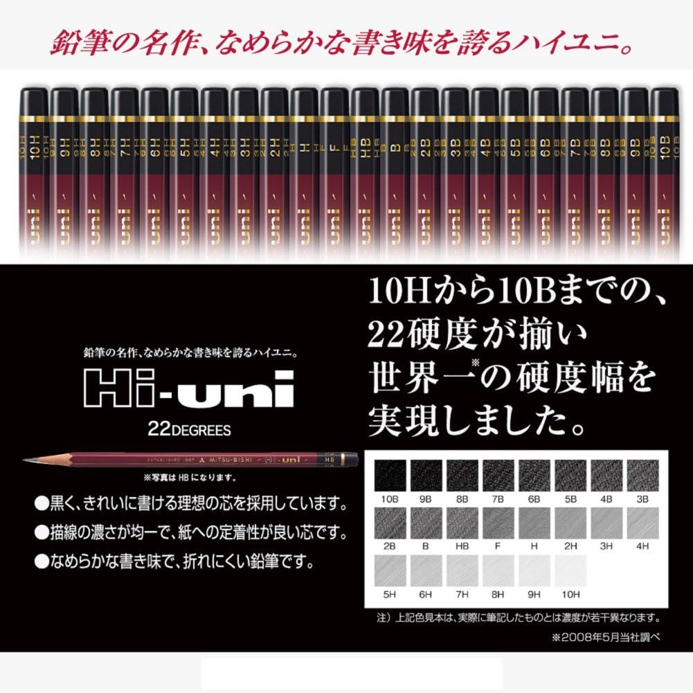 Uni Hi Wooden Pencil - 10B - Box of 12 (HU10B)