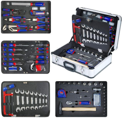 WORKPRO W009019A 119-Piece Tool Kit in Aluminum Case, Home Reparing Set