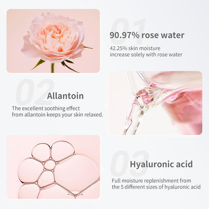 Mamonde Rose Water Vegan Toner for Face - 90.97% Pure Rosewater, Organic Certified, Soothing and Hydrating, Alcohol-Free, Korean Skin Care, 8.45 Fl Oz