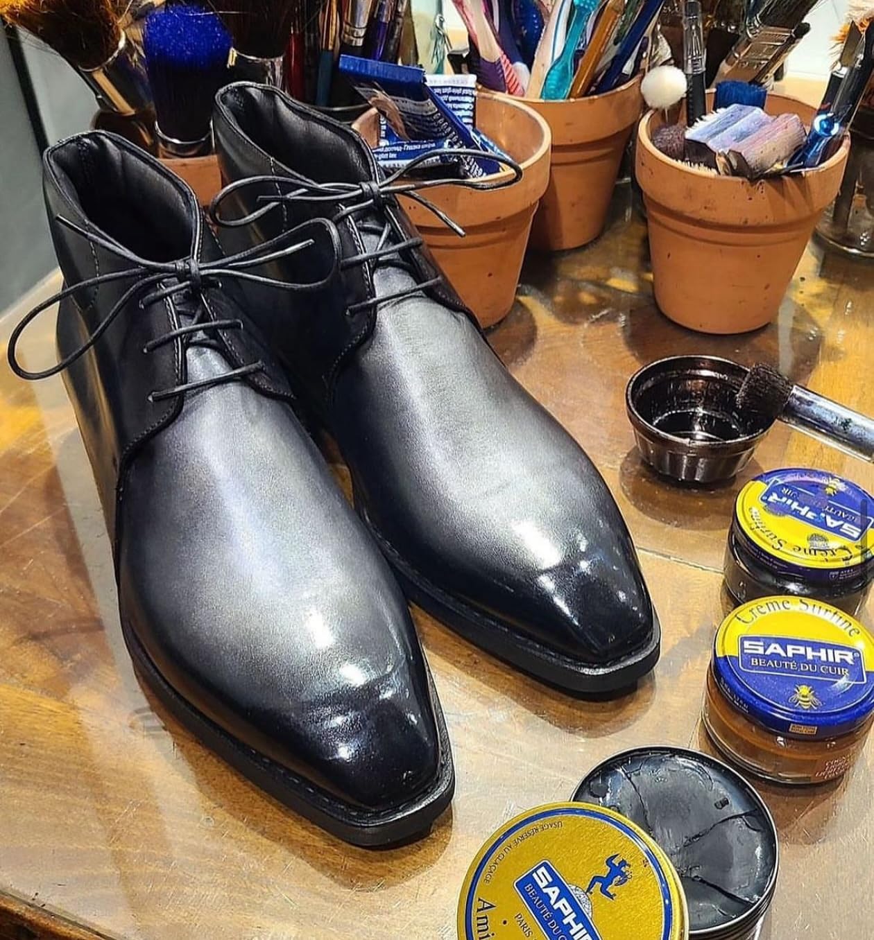 SAPHIR Amiral Gloss - Leather Shoe Care Polish Wax for High Gloss Mirror Shine for Dress Shoes - Made in France - 50 mL - Neutral