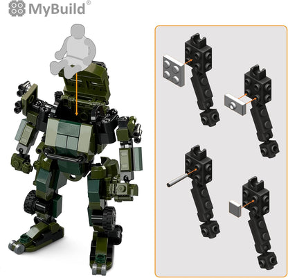 MyBuild Mecha Frame Armed Forces 7002 - Ajax Mech and Army Vehicle Building Toy Military Themed Builing Brick Set