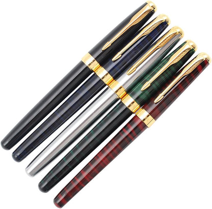 Gullor 5 PCS Classic Metal Fountain Pen B388, Gift Pens with Converters, 5 Colors