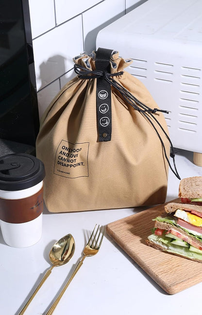 MRSXXNTY Lunch Bag Lunch Box for Men and Women,Canvas Insulated Lunch Bag,Mens Lunchbox for Work,Waterproof Insulated Drawstring Hand Carry Bag (Military Green)