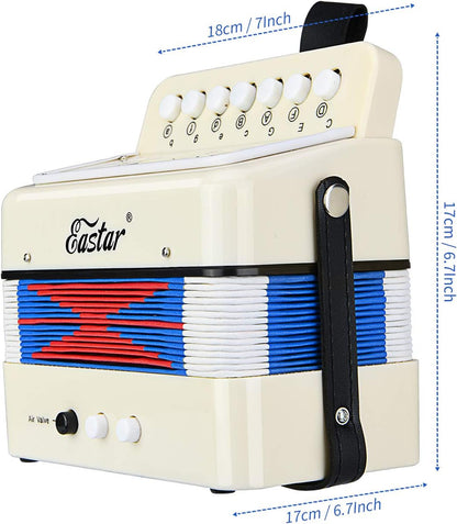 Eastar Kids Accordion Toy Accordian Mini Musical Instruments 10 Keys Button for Child Children Kids Toddlers Beginners (White)