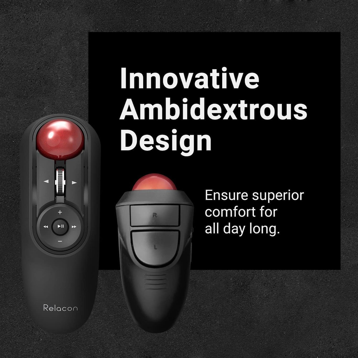 ELECOM Relacon Handheld Trackball Mouse, Thumb Control, 2.4GHz Wireless, Ergonomic Design, 10-Button Function with Smooth Tracking, Windows11, MacOS (M-RT1DRBK)