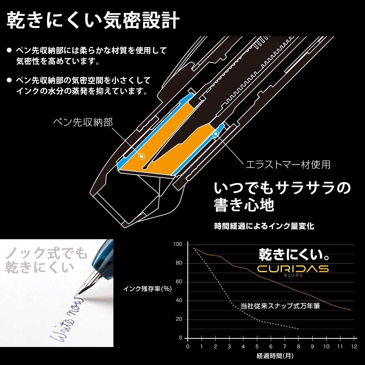 PLATINUM Fountain Pen, Curidus, Abyss Blue, Fine Point, PKN-7000#50-2 front view