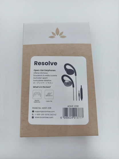 Avantree Resolve - AUX 3.5mm Wired Open-Ear Earbuds & in-Line Volume Control, Designed for Small - Medium Ears, Compatible with Traditional 3.5mm AUX Phones Tablets PC, Corded Headphones with Ear Hook