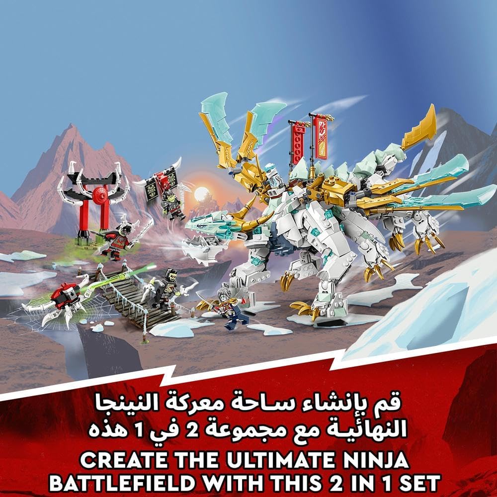 LEGO 71786 NINJAGO Zane's Ice Dragon 2 in 1 Building Kit with Ninja Action Figure, Building Toy with Rebuild and Arm Dragon Toy for Kids, Gift Idea, from 10 Years
