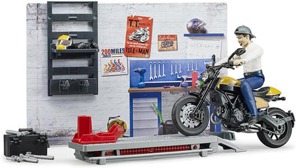 Bruder 62102 bworld Set - Motorcycle Service w Scrambler Ducati Full Throttle