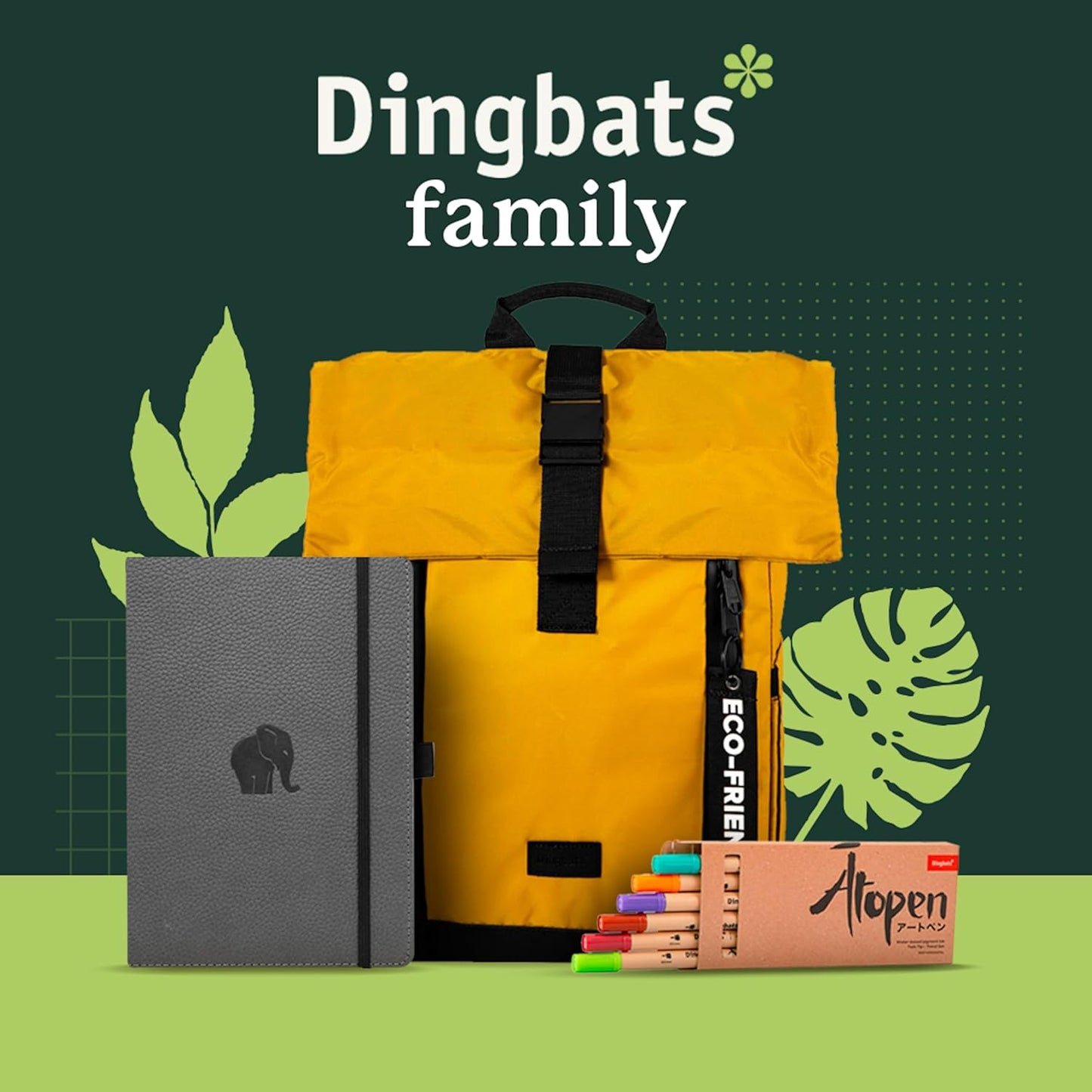 Dingbats 25L Backpack, Made of Recycled PET Bottles, Padded Straps, 15" Laptop Backpack, Vegan Leather Bottom, Desert Mustard