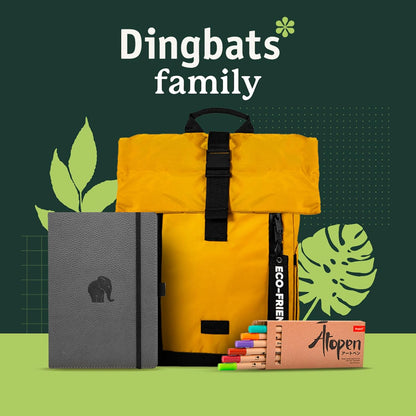 Dingbats 25L Backpack, Made of Recycled PET Bottles, Padded Straps, 15" Laptop Backpack, Vegan Leather Bottom, Desert Mustard