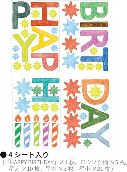 Midori Static Wall Sticker Birthday Pattern Color 84804006