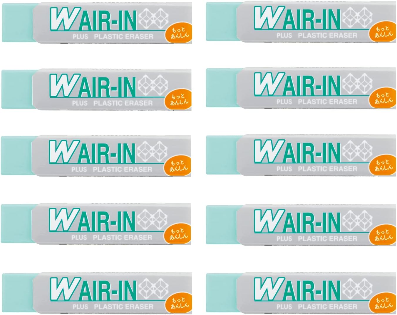 Plus ER-060WN 36-941 x 10 Double Air in, Green Eraser, 0.6 oz (16 g), 10 Pieces