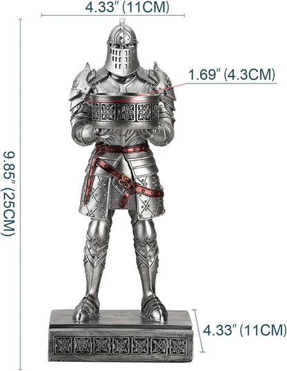 HDMbigmi King's Guard Standup Knight Candlestick Holders Resin TeaLight Holder Warrior Mobile Phone Stand Pen Holder Candle Holder for Restaurant, Altar, Home Table(Silver)