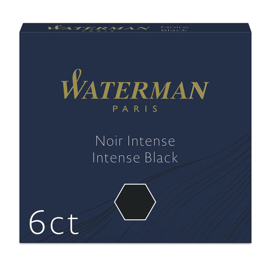 Waterman Fountain Pen Ink Cartridges, Short 'International', Intense Black, 6 Count