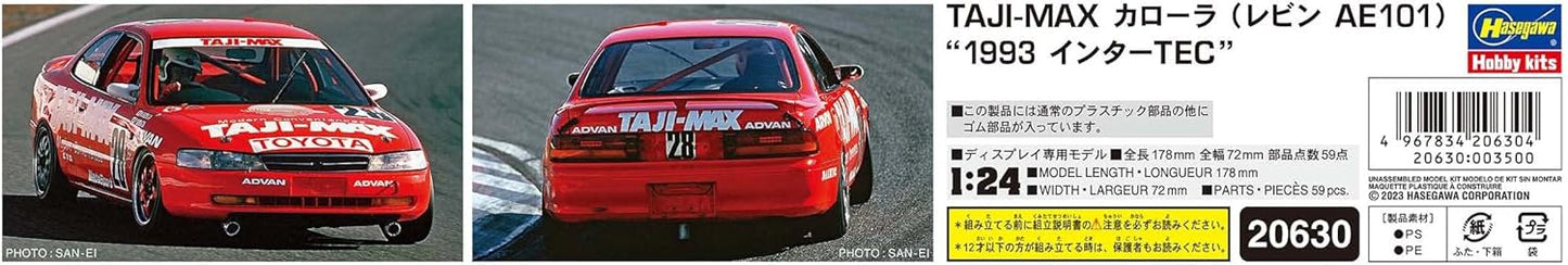 Hasegawa 20630 1/24 Taji-Max Corolla, Levin AE101, 1993 Inter Tec Model Kit, Multi-Colour