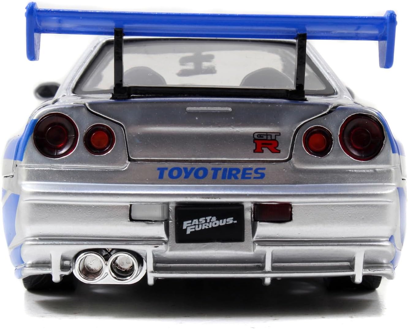 Jada Toys Fast & Furious Brian???s 2002 Nissan Skyline R34 Die-cast Car, 1:24 Scale, Silver & Blue