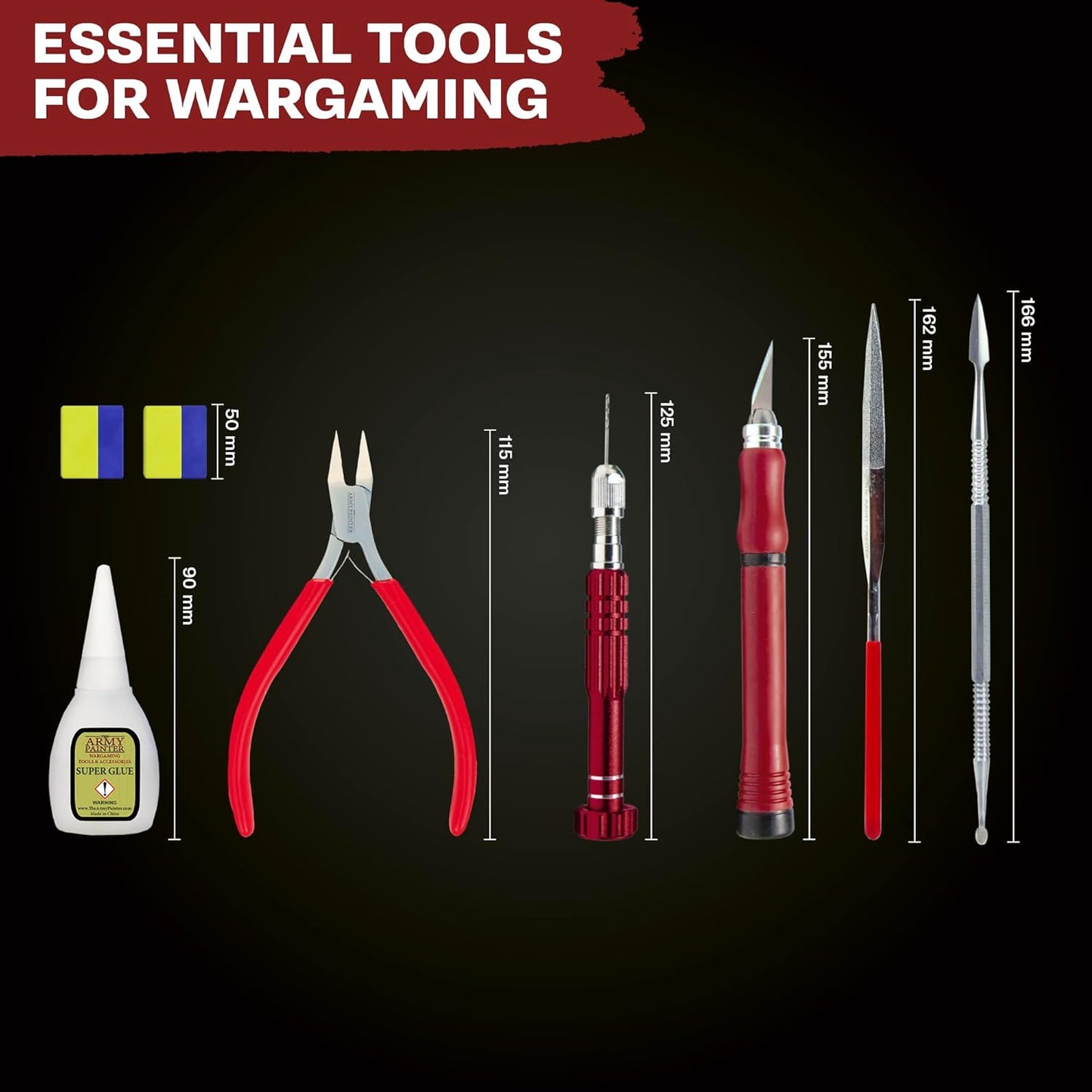 The Army Painter Hobby Tool Kit - 7-Piece Plastic Model Kit Tools for Miniatures with Green Stuff & Model Glue - Beginners Model Building Kits, Model Kit Accessories, Model Tool Kit for Plastic Models