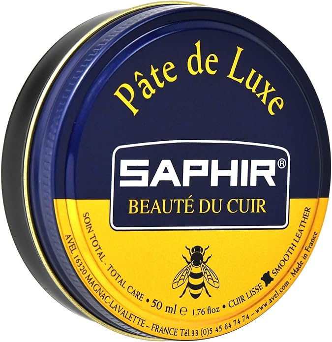 Shoe Polish for Leather Mirror Shine – Saphir Pâte de Luxe Beeswax Shoe Polish 50ml (High Gloss Finish, Nourishes & Protects Leather, Made in France Original)