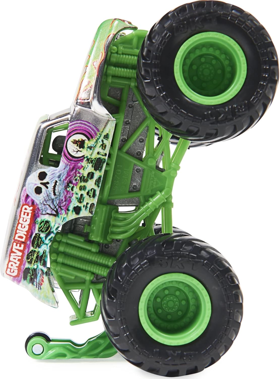 Monster Jam 2021 Spin Master 1:64 Diecast Monster Truck with Wheelie Bar: Legacy Trucks Grave Digger Silver Chrome