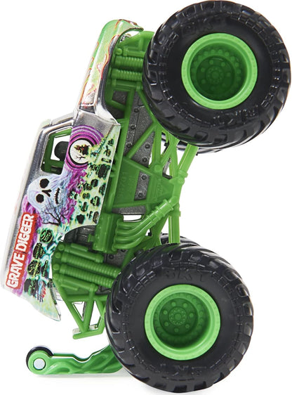 Monster Jam 2021 Spin Master 1:64 Diecast Monster Truck with Wheelie Bar: Legacy Trucks Grave Digger Silver Chrome