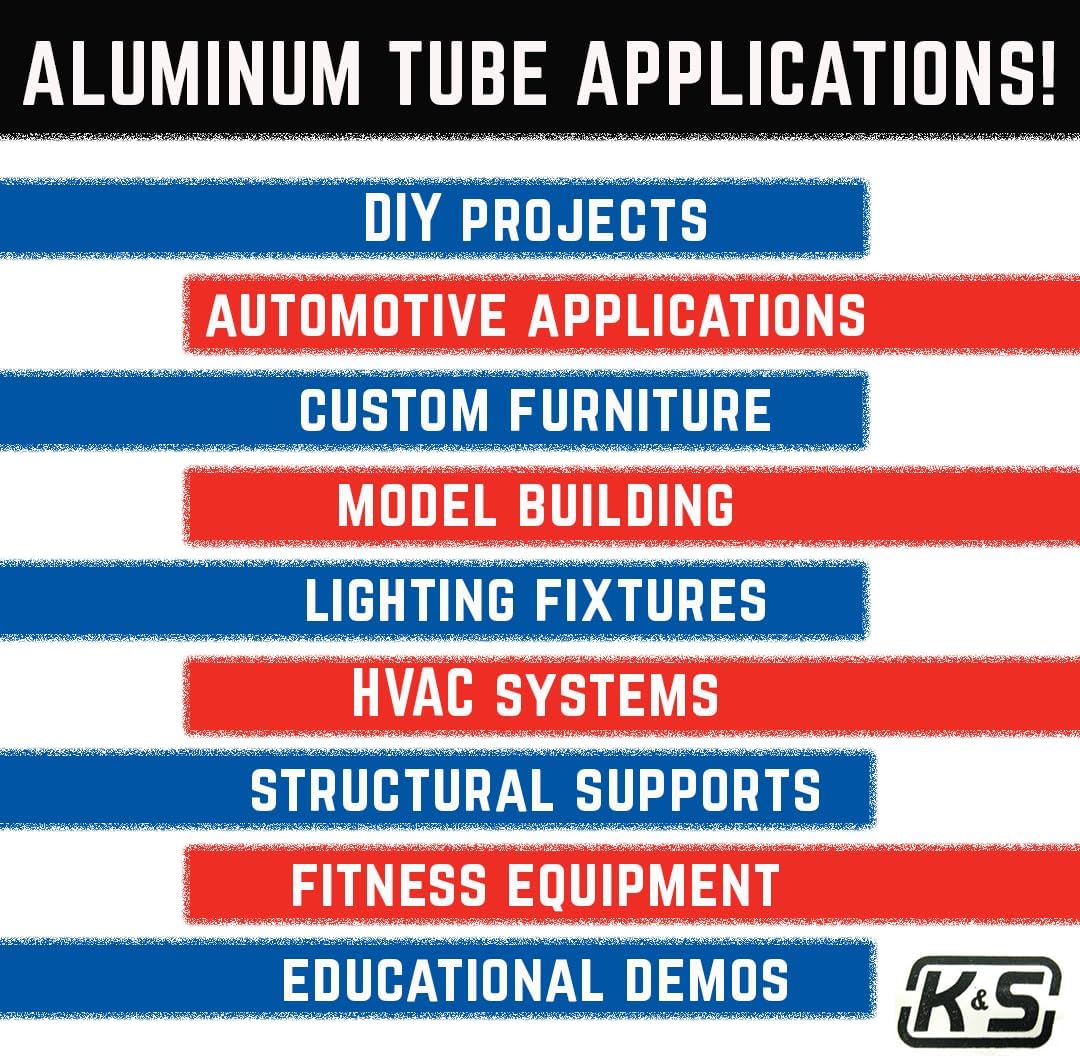 K & S K&S 83062 Round Aluminum Tube, 5/16" OD x 0.049" Wall x 12" Long, 1 Piece, Made in The USA