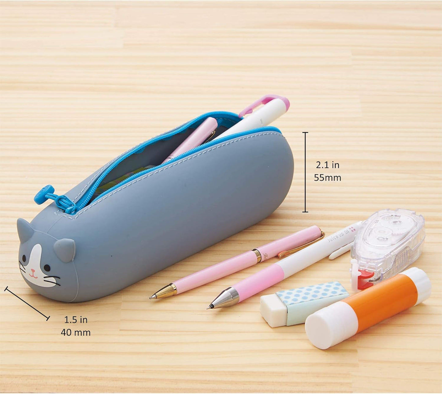 LIHITLAB PuniLabo Zipper Pen Case/Pouch, Horizontal, 2.5" x 7.9", Shiba Dog (A7781-2), Pen: 2.5"x 7.9"x 2.4"