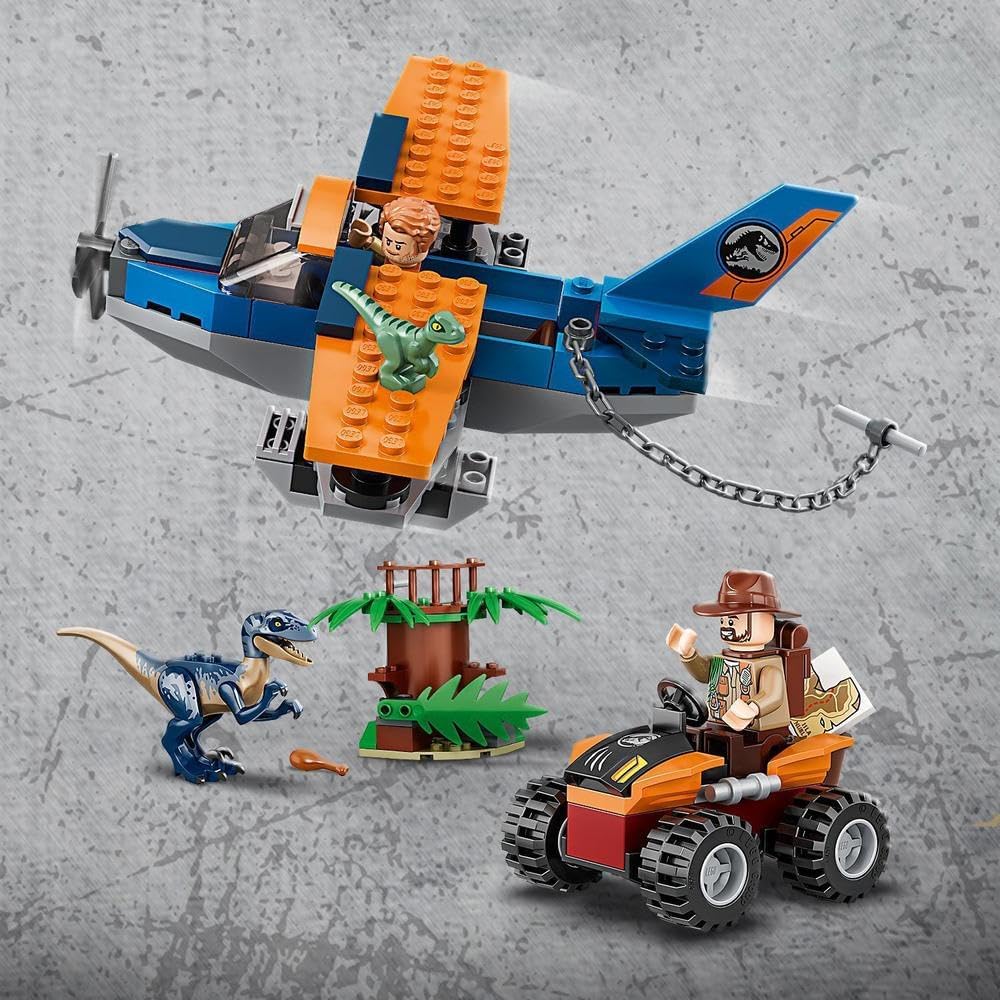 LEGO 75942 Jurassic World 4+ Velociraptor: Biplane Rescue Mission Dino Toys for Preschool Kids