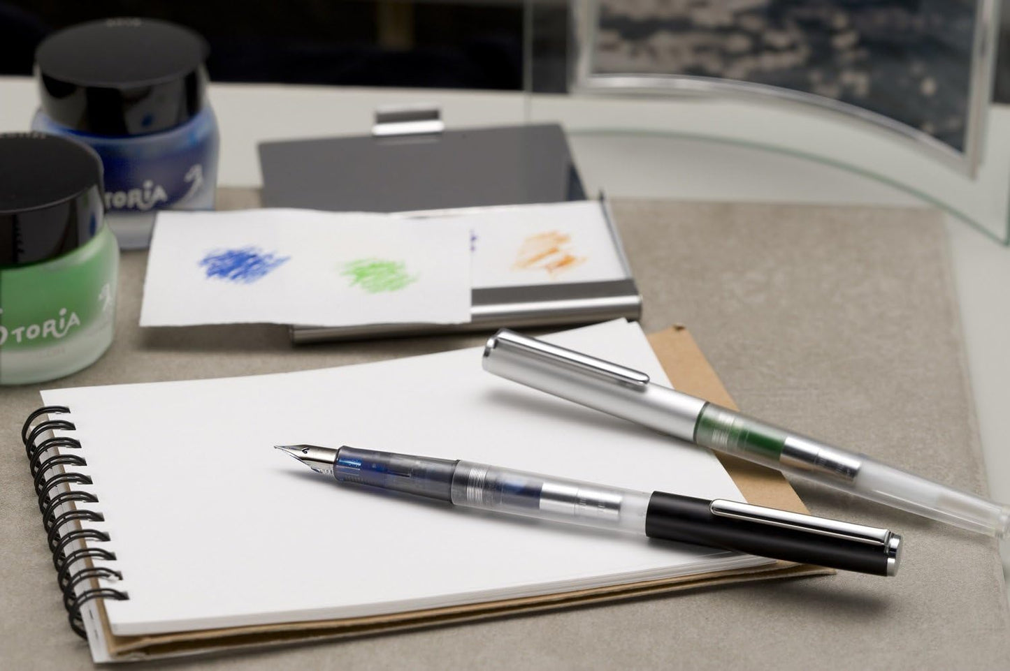 Sailor HighAce Neo Clear Beginners Fountain Pen, Steel Nib, Fine, Black Body (11-0119-220) front view