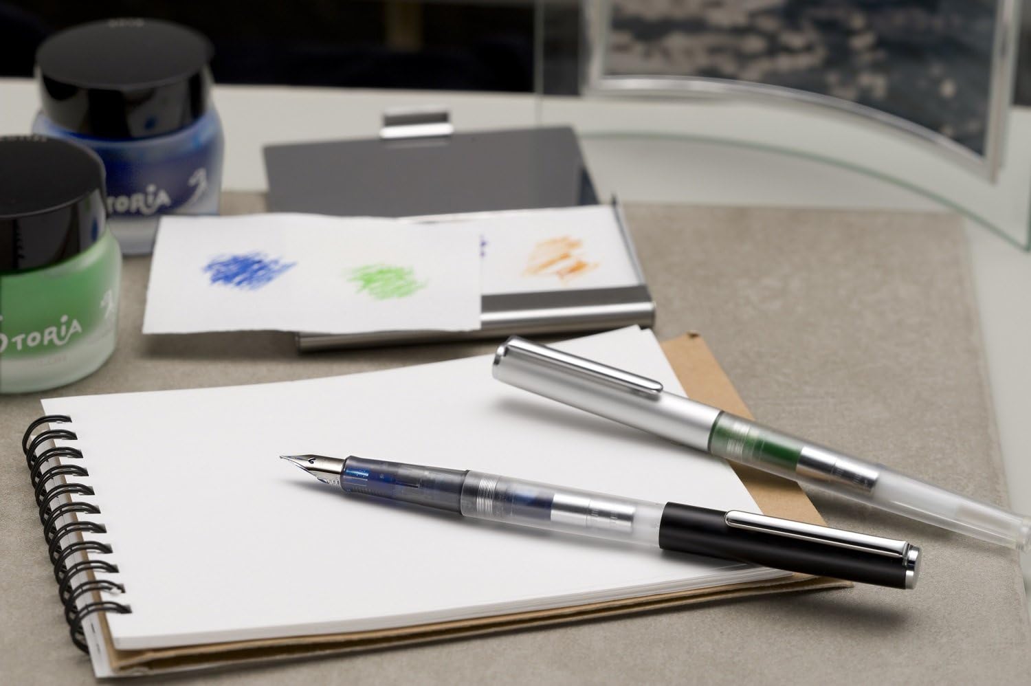 Sailor HighAce Neo Clear Beginners Fountain Pen, Steel Nib, Fine, Black Body (11-0119-220) front view