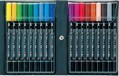 Pentel SCW-18 Water-Based Pen Set, Color Twin, 18 Color Set