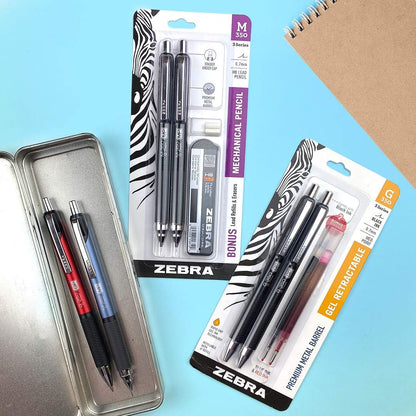 ZEBRA G-350 Retractable Gel Pen, Medium Point, 0.7mm, Space Black Barrel, Black Rapid Dry Ink, 12 Pack, Model: 40710