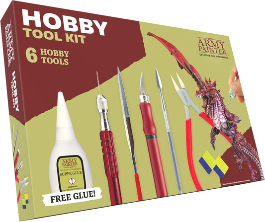 The Army Painter Hobby Tool Kit - 7-Piece Plastic Model Kit Tools for Miniatures with Green Stuff & Model Glue - Beginners Model Building Kits, Model Kit Accessories, Model Tool Kit for Plastic Models