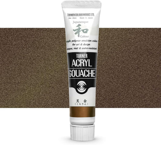 Turner Colour Works Acryl Gouache Artist Acrylic Paint - Single 20 ml Tube - Japanesque Black Gold (Metallic)
