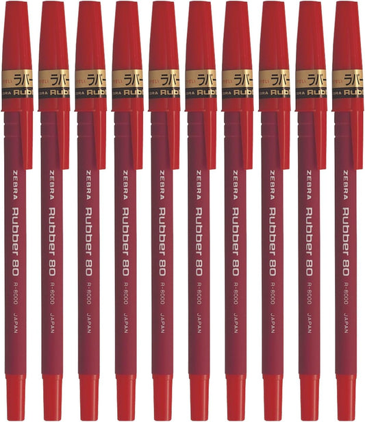 ZEBRA Rubber 80 Ballpoint Pen [Red] x 10 pieces (Japan Import)
