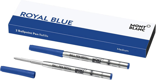 Montblanc Ballpoint Pen Refills (M) Royal Blue 124493 ??? Refill Cartridges with a Medium Tip for Montblanc Ball Pens ??? 2 x Blue Ballpoint Refills