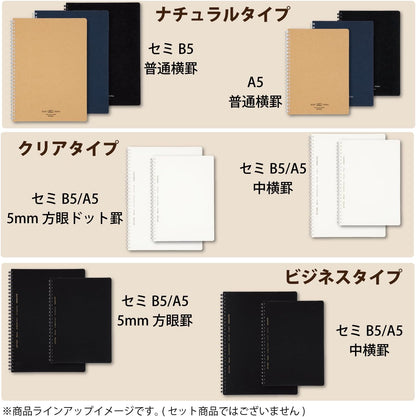 KOKUYO Spiral Lined Notebook, 8.3'' x 5.8'' Business Journal A5 Soft Ring Notebooks with A 6mm Ruled, 70 Perforated Sheets, Black 1 Subject Notebook, Note Taking for Work. Japan Import (SU-SV437B-D)