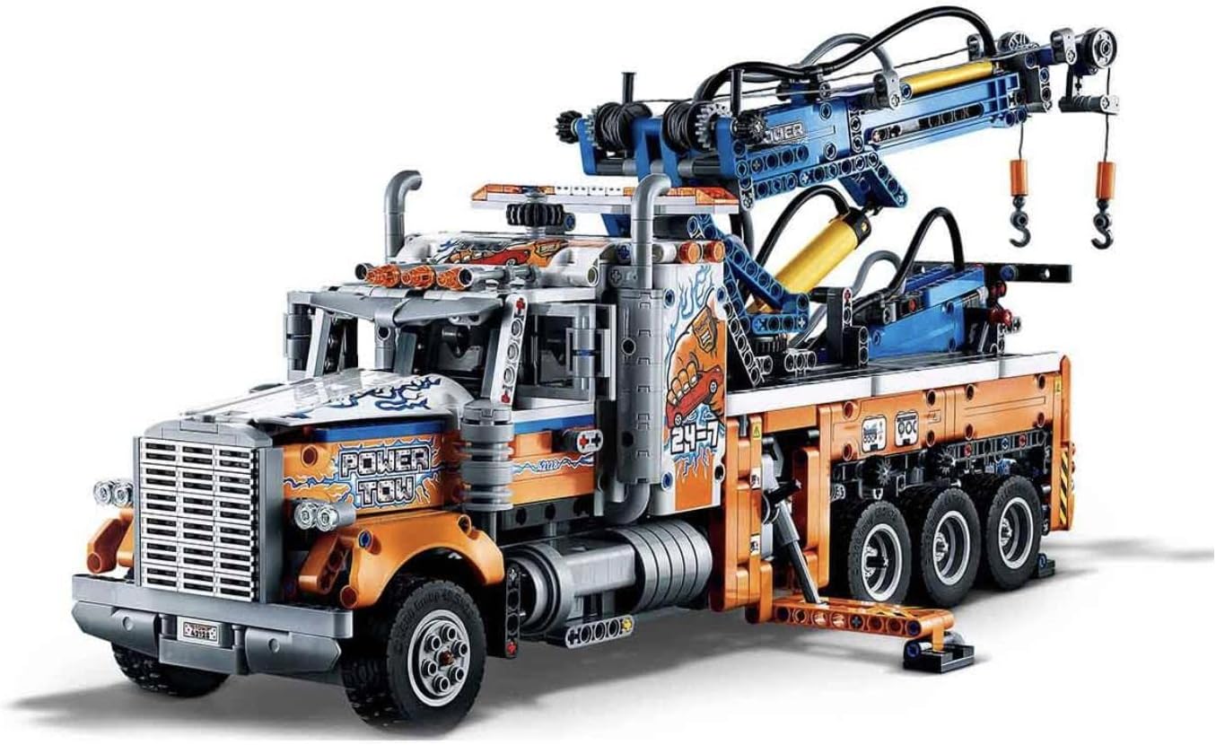 LEGO 42128 Technic Heavy-Duty Tow Truck with Crane Toy for Boys & Girls with Mechanical Functions, Model Building Set, Engineering for Kids Series