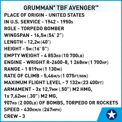 COBI Historical Collection WWII Grumman TBF Avenger Aircraft