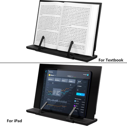 Readaeer Metal Book Stand for Desk Portable Document Holder for Cook Book, Music Book, iPad, Laptop, Reading Rest with 7 Adjustable Positions and Page Paper Clips