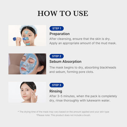 medicube Zero Pore Blackhead Mud Facial Mask - Skin Cooling & Pore Tightening - 3 Minute Quick Dry Formula with AHA, BHA, PHA, and Pore-Purifying Clay - Korean Mud Mask 3.52 oz