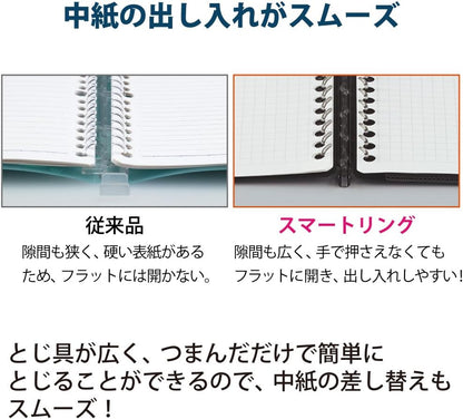 KOKUYO Campus Smart Ring Binder Notebooks, B5, 25 Capacity, 26 Rings, Black, Japan Import (RU-SP701D)