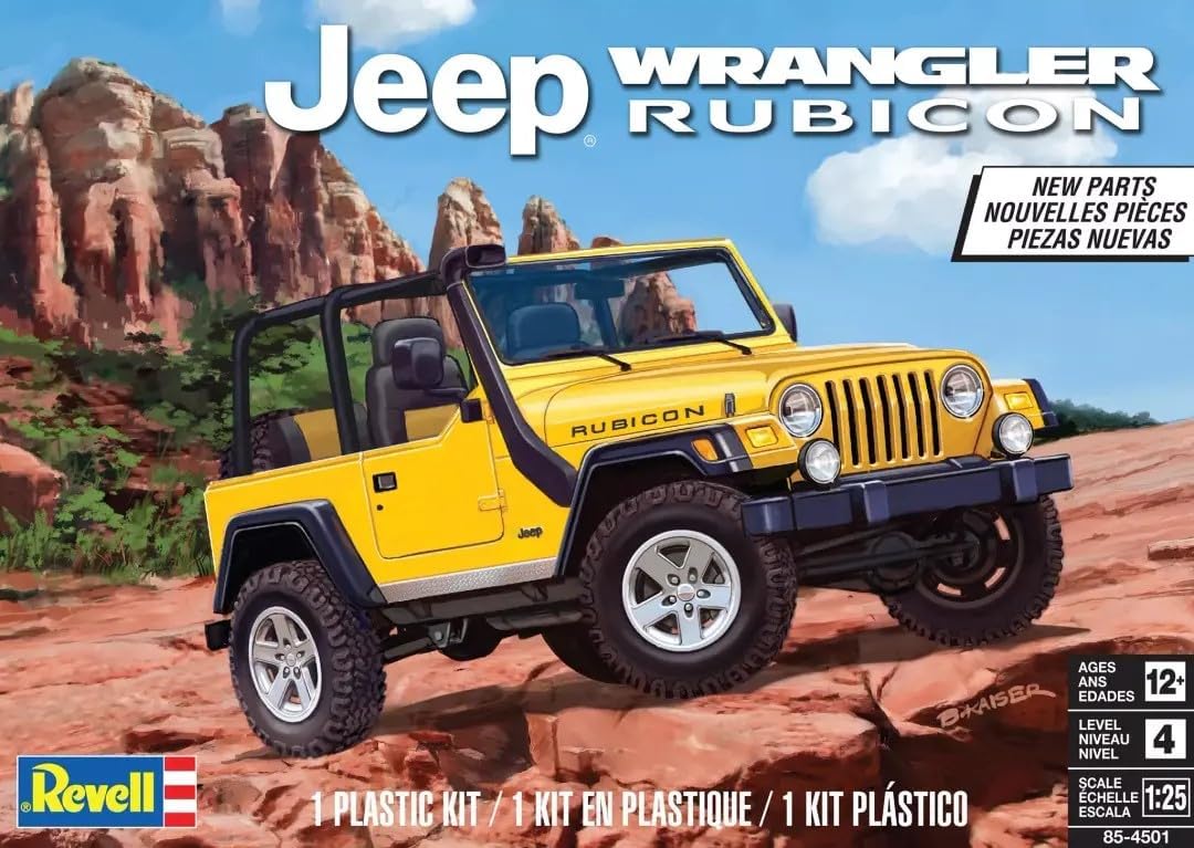 REVELL USA, LLC Plastic Model KIT, Jeep Wrangler Rubicon,12 years old and up Yellow
