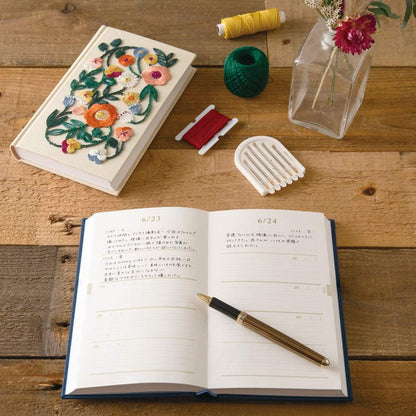 DESIGNPHIL Midori 12883006 Diary, 5 Years Consecutive Embroidery, Floral Print, Beige