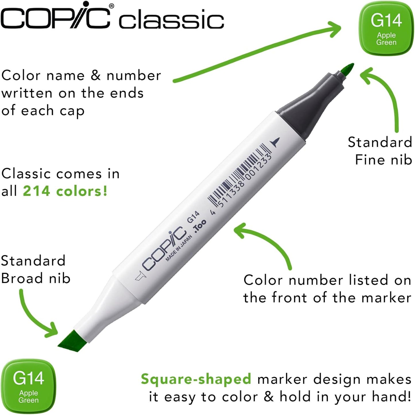 Copic Classic, Alcohol-based Markers, 12pc Set, Basic (Discontinued model: EAN 4511338002209)