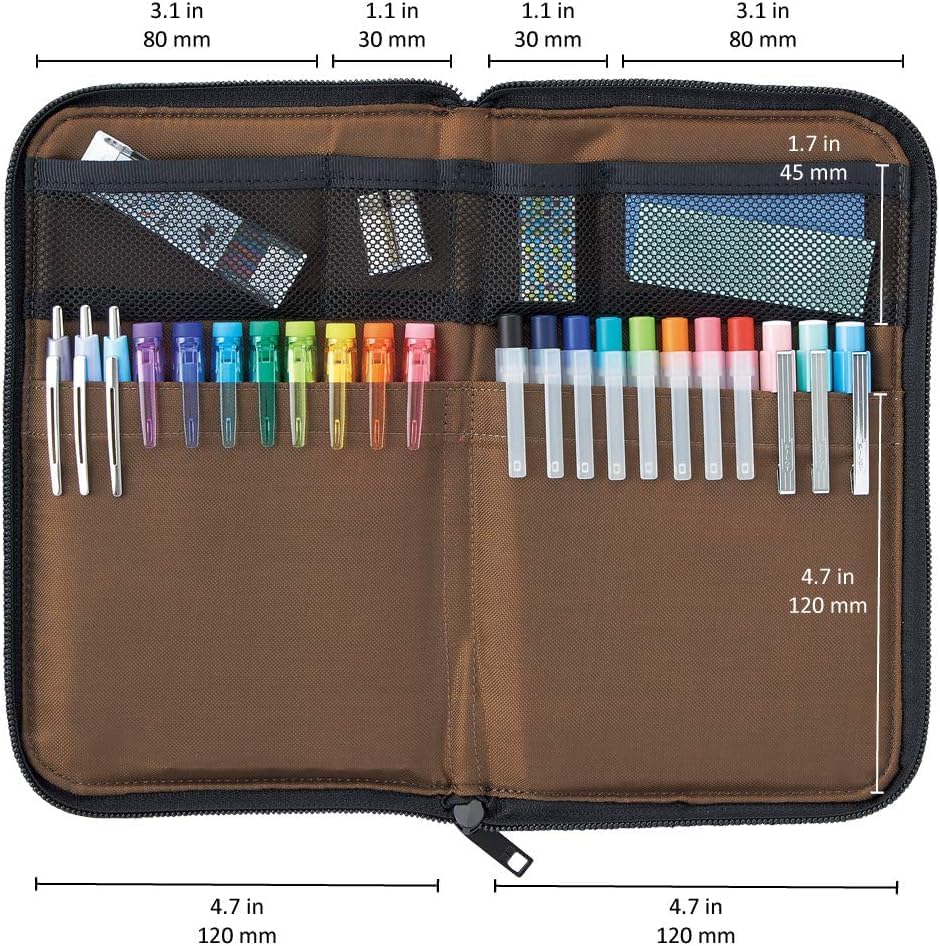 LIHIT LAB Slim Pen/Pencil Pouch, Wide, 0.7 ?� 5.5 ?� 8.5 Inches, Orange (A7653-4)