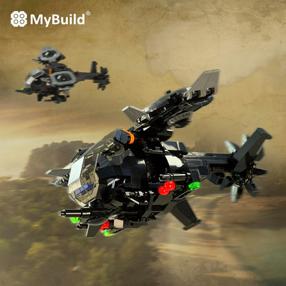 MyBuild Armed Forces Raider X 6016 - High Speed Stealth Helicopter Toy Building Bricks - Mobilize Your Army Air Force Toy Vehicle