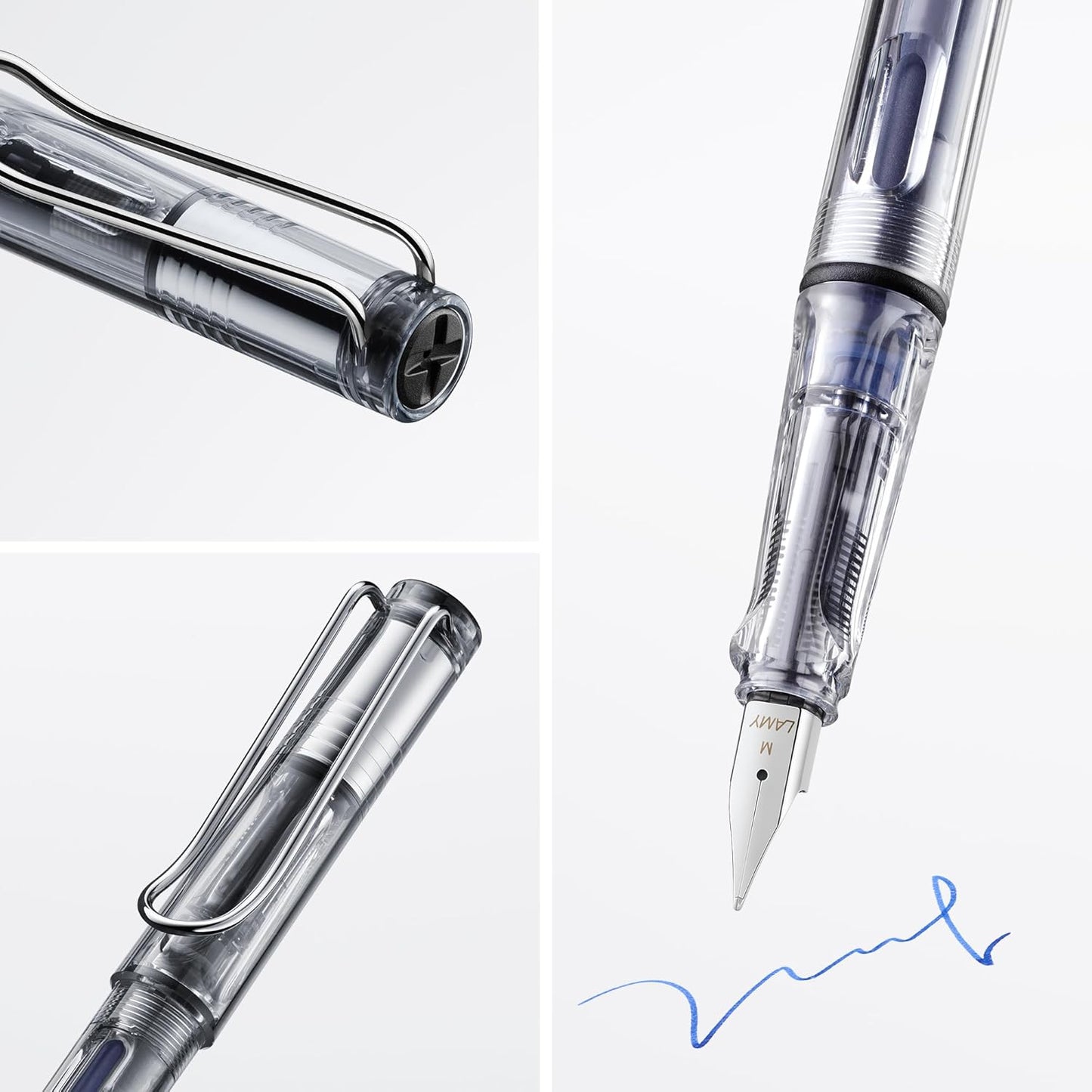 LAMY safari vista - Fountain Pen with ergonomic grip & polished steel nib in size EF - ideal for any Writing & Calligraphy - including LAMY T 10 blue cartridge - Right-Handed, alternate view