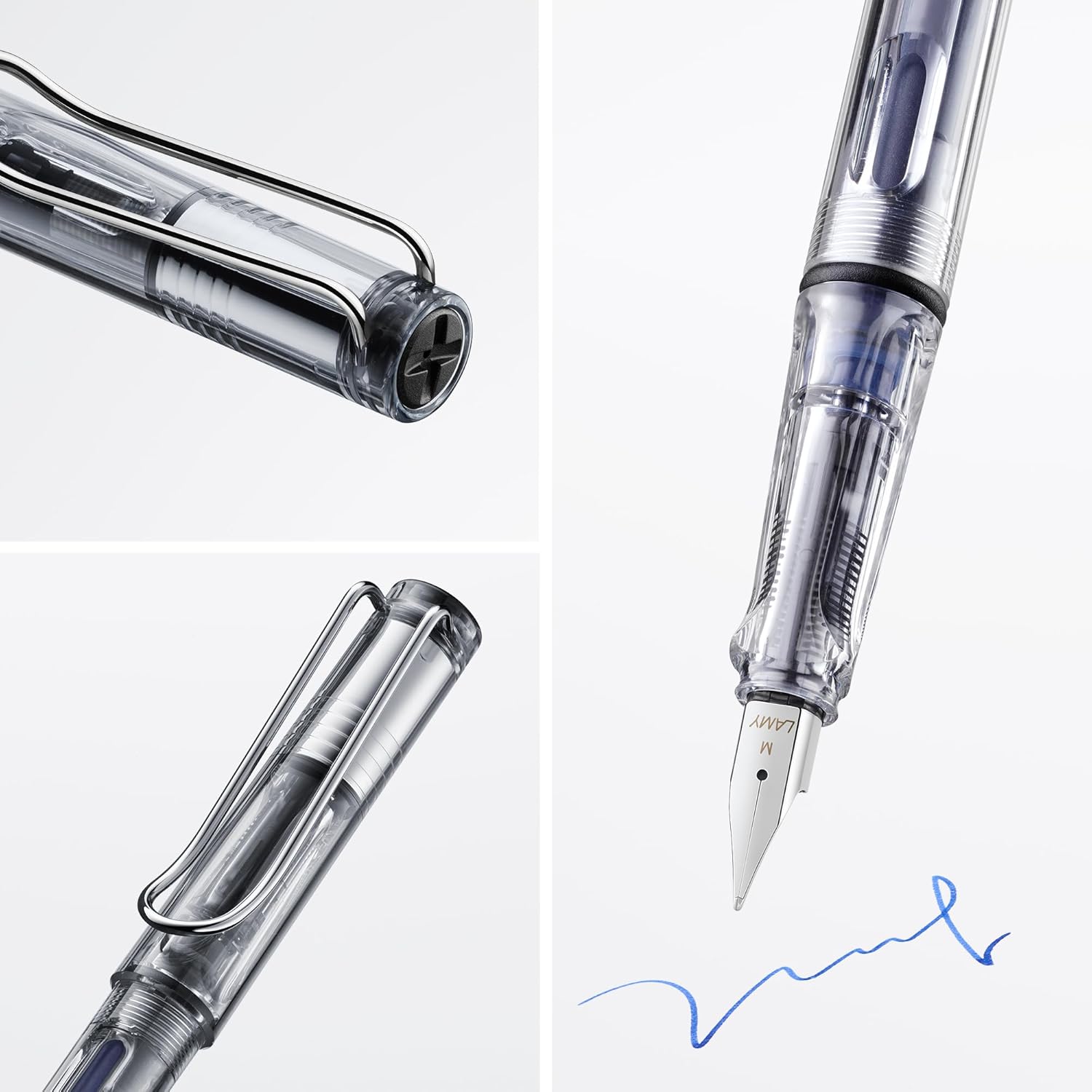 LAMY safari vista - Fountain Pen with ergonomic grip & polished steel nib in size EF - ideal for any Writing & Calligraphy - including LAMY T 10 blue cartridge - Right-Handed, alternate view